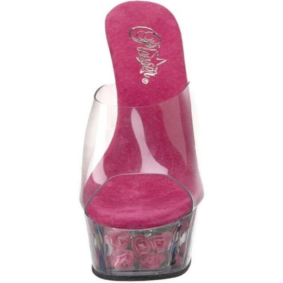 Pleaser Delight 6" Heel Platform Pumps Women's Size 5  Pink Flowers Sexy 601FL - Picture 3 of 12